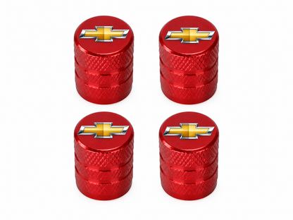Set 4 Capacele Ventil Auto din Aluminiu cu Sigla Chevrolet - Rosu