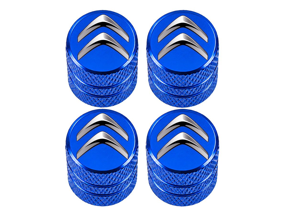 Set 4 Capacele Ventil Auto din Aluminiu cu Sigla Citroen - Albastru