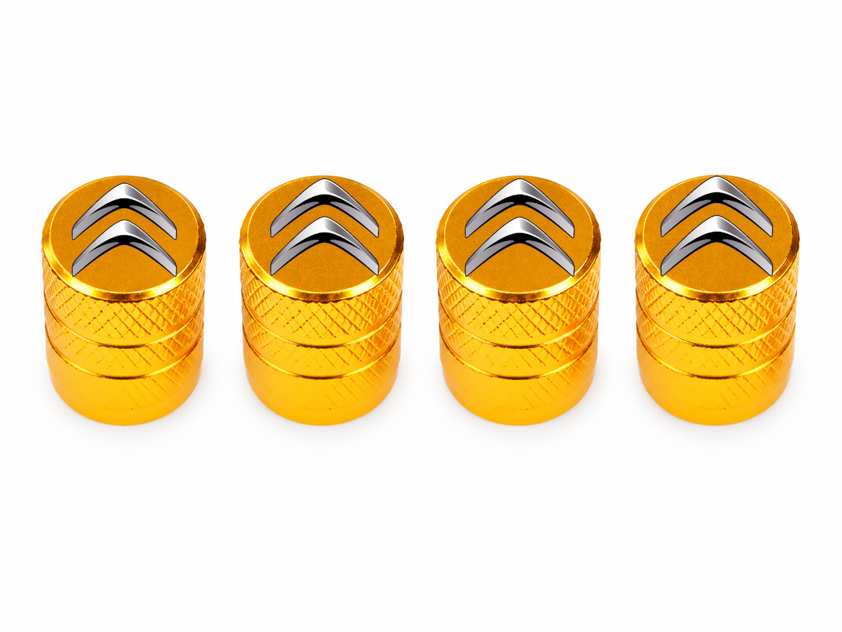 Set 4 Capacele Ventil Auto din Aluminiu cu Sigla Citroen - Gold