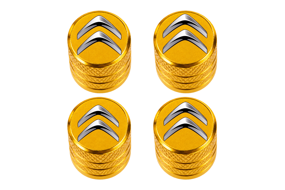 Set 4 Capacele Ventil Auto din Aluminiu cu Sigla Citroen - Gold