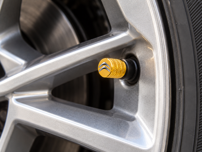 Set 4 Capacele Ventil Auto din Aluminiu cu Sigla Citroen - Gold
