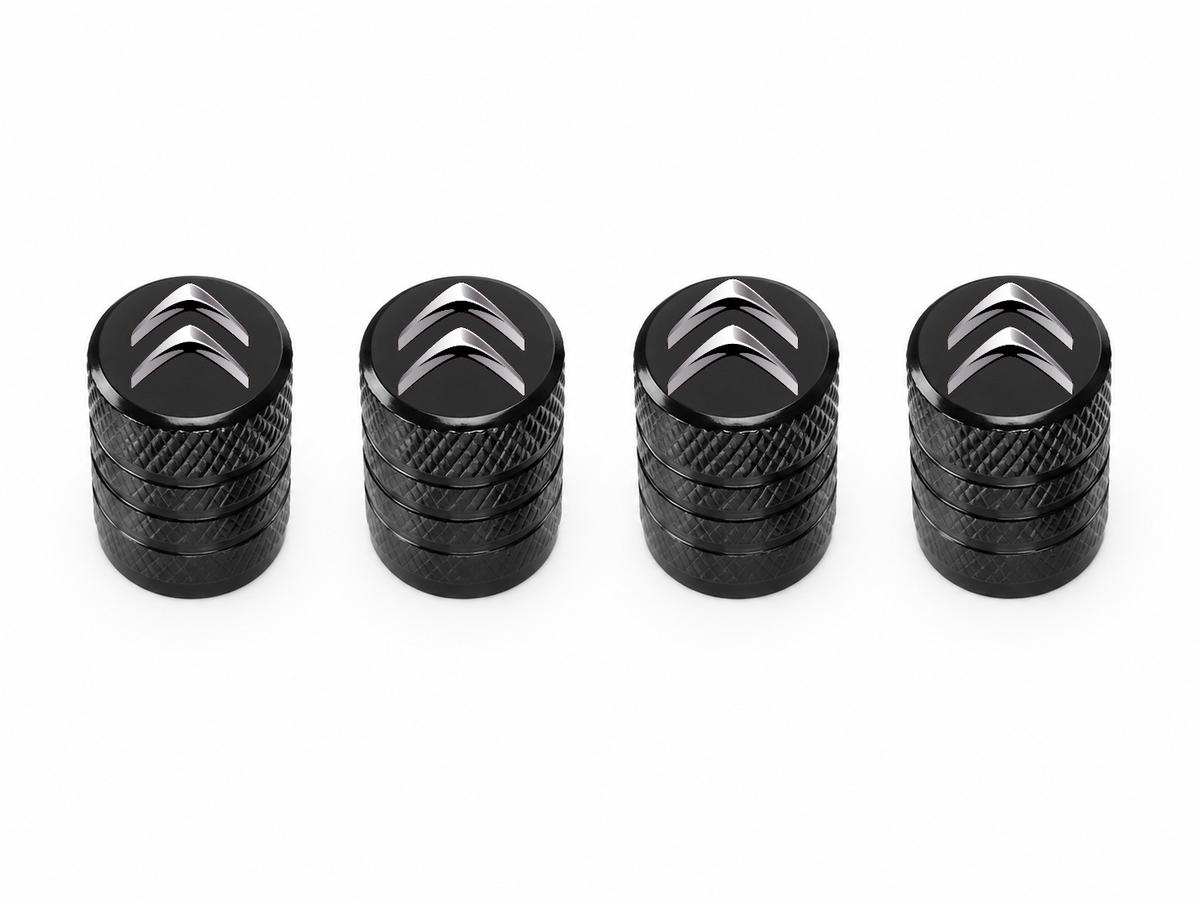 Set 4 Capacele Ventil Auto din Aluminiu cu Sigla Citroen - Negru