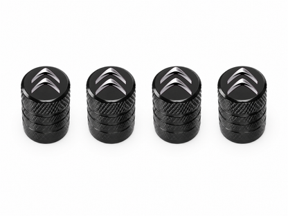 Set 4 Capacele Ventil Auto din Aluminiu cu Sigla Citroen - Negru