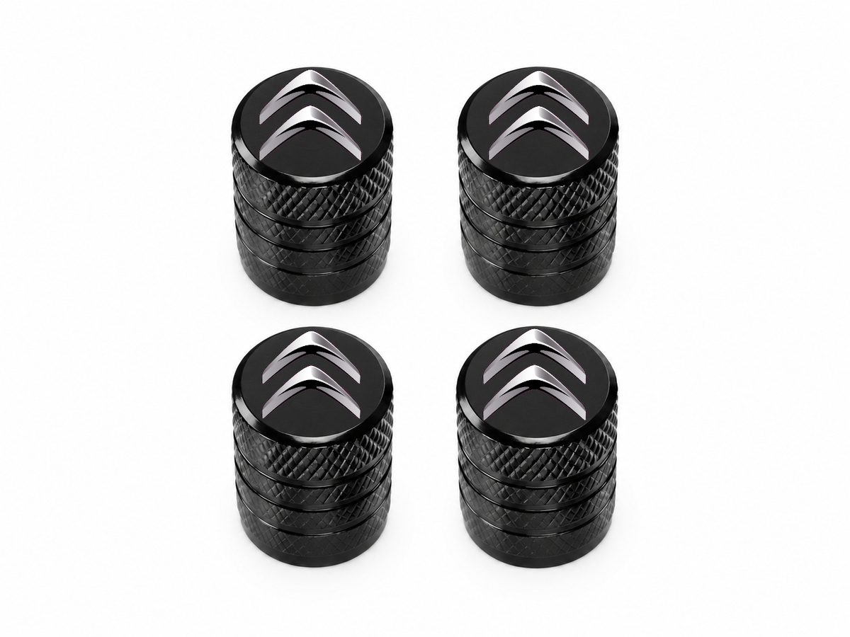 Set 4 Capacele Ventil Auto din Aluminiu cu Sigla Citroen - Negru