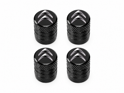 Set 4 Capacele Ventil Auto din Aluminiu cu Sigla Citroen - Negru