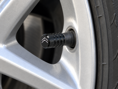 Set 4 Capacele Ventil Auto din Aluminiu cu Sigla Citroen - Negru
