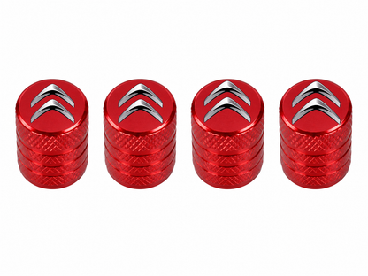 Set 4 Capacele Ventil Auto din Aluminiu cu Sigla Citroen - Rosu