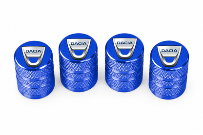 Set 4 Capacele Ventil Auto din Aluminiu cu Sigla Dacia - Albastru