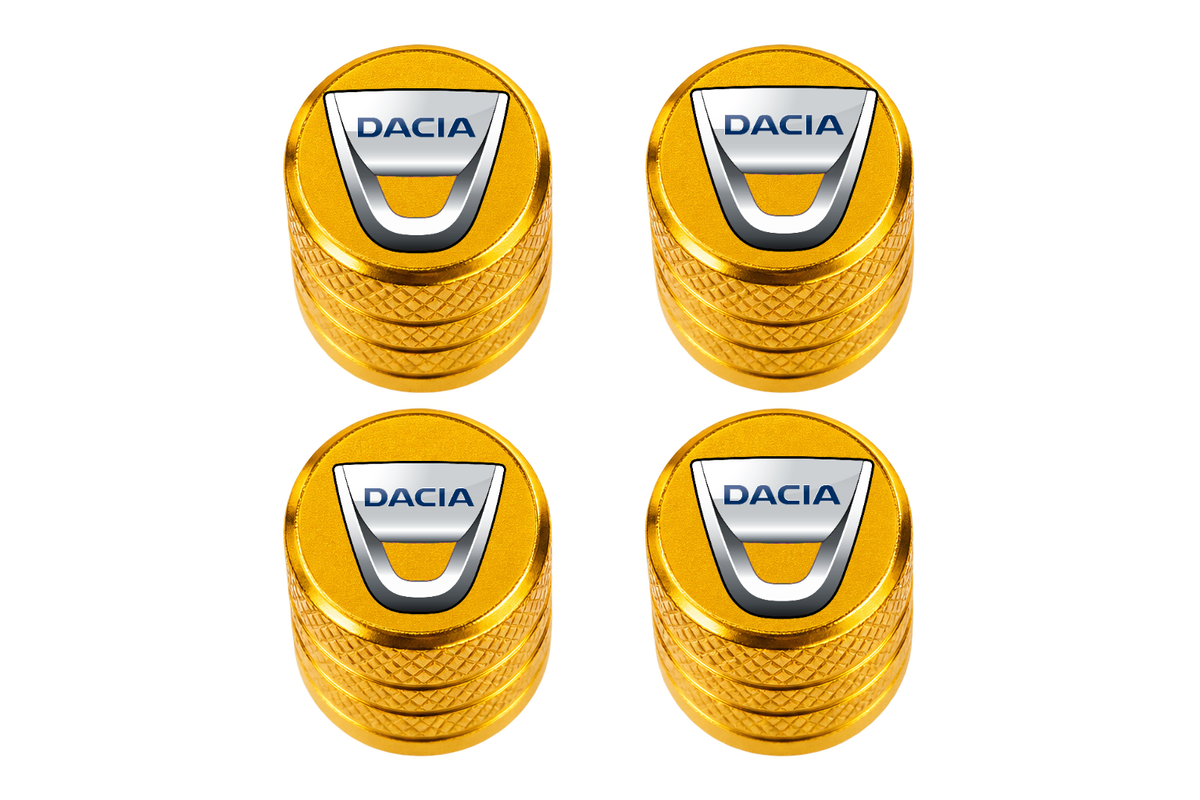 Set 4 Capacele Ventil Auto din Aluminiu cu Sigla Dacia - Gold
