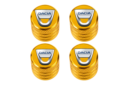 Set 4 Capacele Ventil Auto din Aluminiu cu Sigla Dacia - Gold