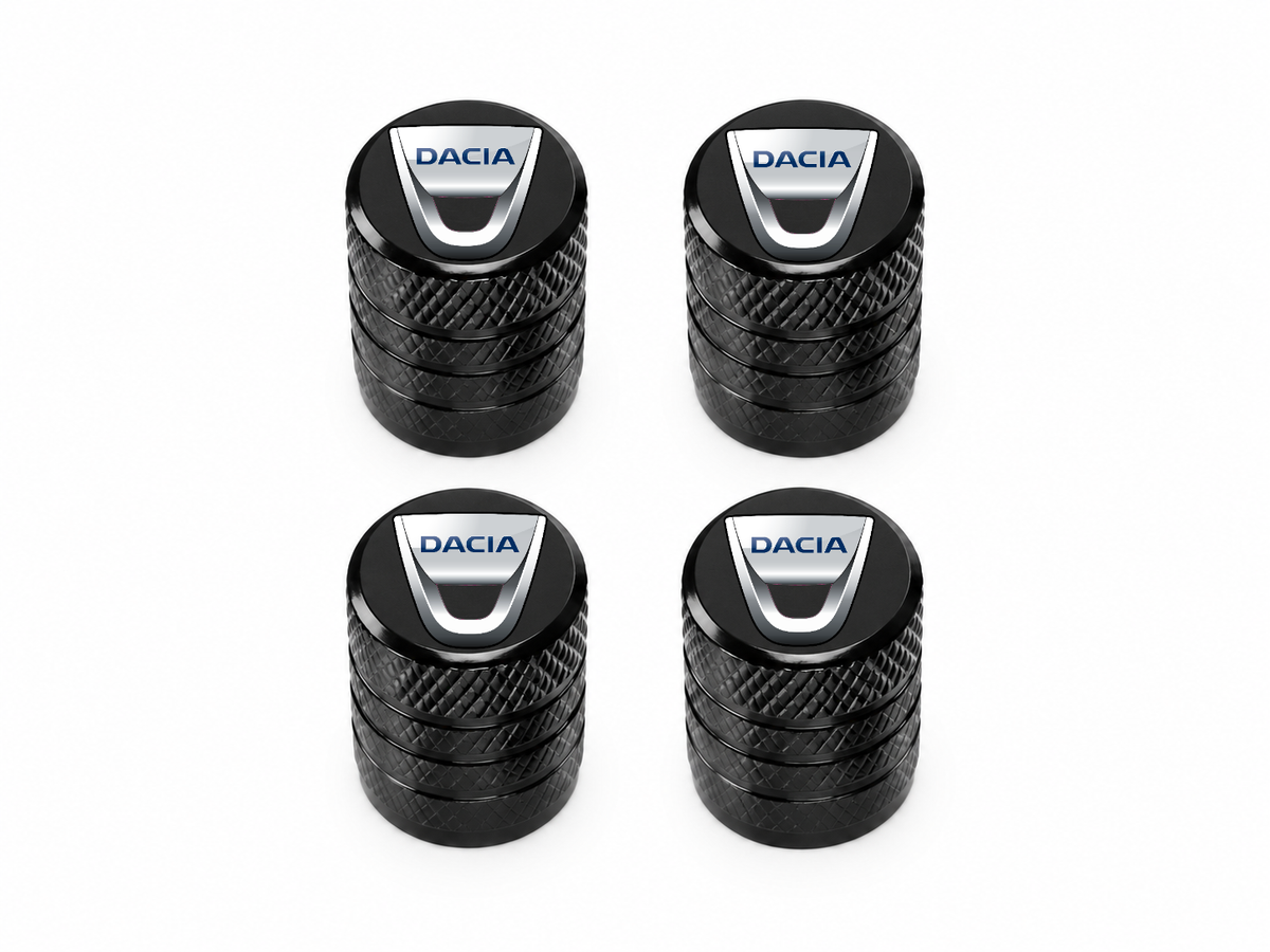Set 4 Capacele Ventil Auto din Aluminiu cu Sigla Dacia - Negru