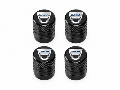 Set 4 Capacele Ventil Auto din Aluminiu cu Sigla Dacia - Negru