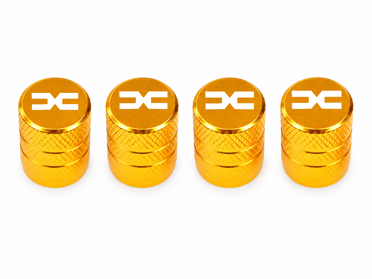 Set 4 Capacele Ventil Auto din Aluminiu cu Sigla Dacia (Sigla Noua) - Gold