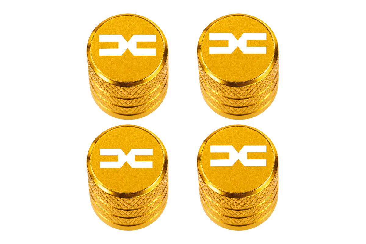 Set 4 Capacele Ventil Auto din Aluminiu cu Sigla Dacia (Sigla Noua) - Gold