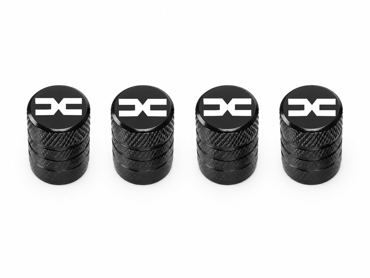 Set 4 Capacele Ventil Auto din Aluminiu cu Sigla Dacia (Sigla Noua) - Negru