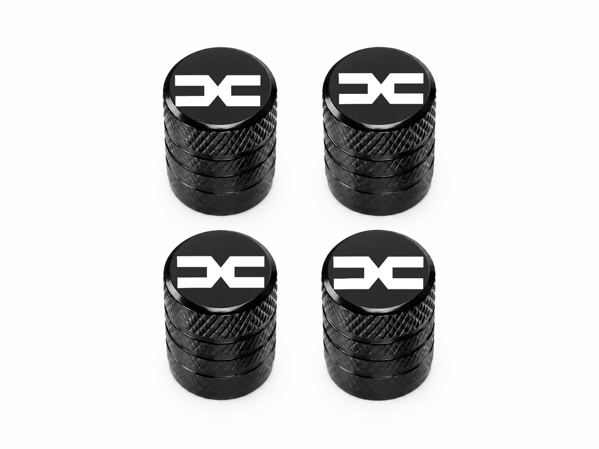 Set 4 Capacele Ventil Auto din Aluminiu cu Sigla Dacia (Sigla Noua) - Negru