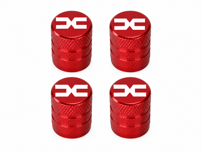 Set 4 Capacele Ventil Auto din Aluminiu cu Sigla Dacia (Sigla Noua) - Rosu