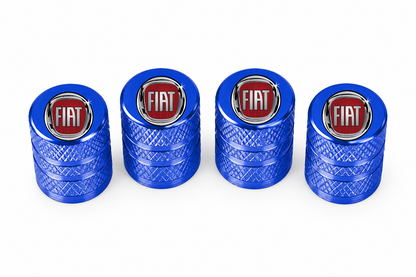 Set 4 Capacele Ventil Auto din Aluminiu cu Sigla Fiat - Albastru