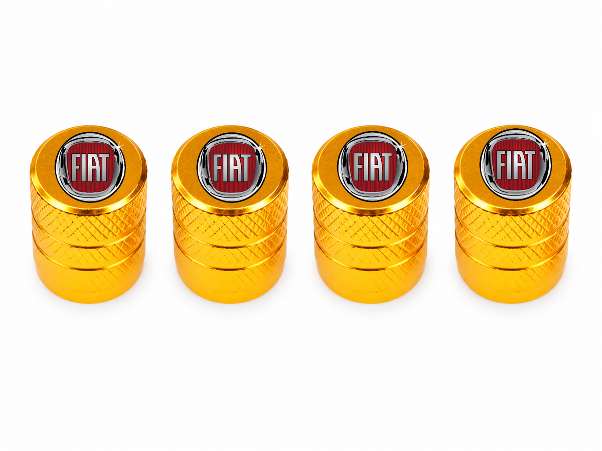 Set 4 Capacele Ventil Auto din Aluminiu cu Sigla Fiat - Gold