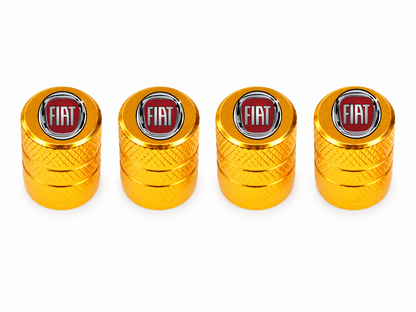 Set 4 Capacele Ventil Auto din Aluminiu cu Sigla Fiat - Gold