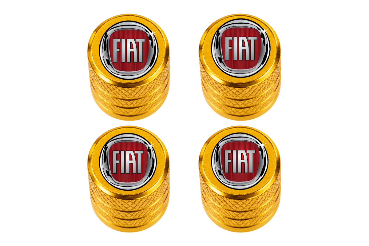 Set 4 Capacele Ventil Auto din Aluminiu cu Sigla Fiat - Gold