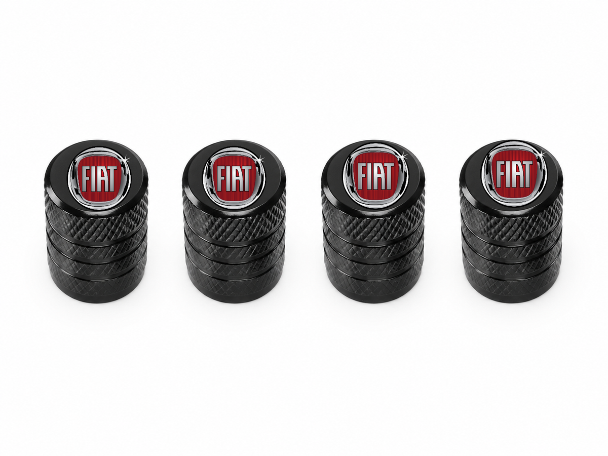 Set 4 Capacele Ventil Auto din Aluminiu cu Sigla Fiat - Negru