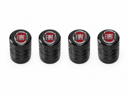 Set 4 Capacele Ventil Auto din Aluminiu cu Sigla Fiat - Negru