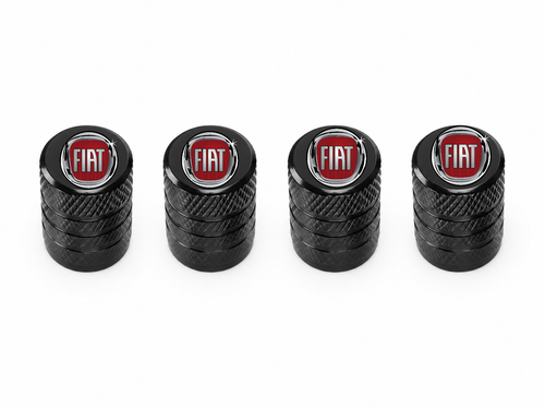 Set 4 Capacele Ventil Auto din Aluminiu cu Sigla Fiat - Negru