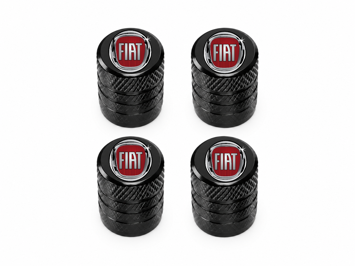 Set 4 Capacele Ventil Auto din Aluminiu cu Sigla Fiat - Negru