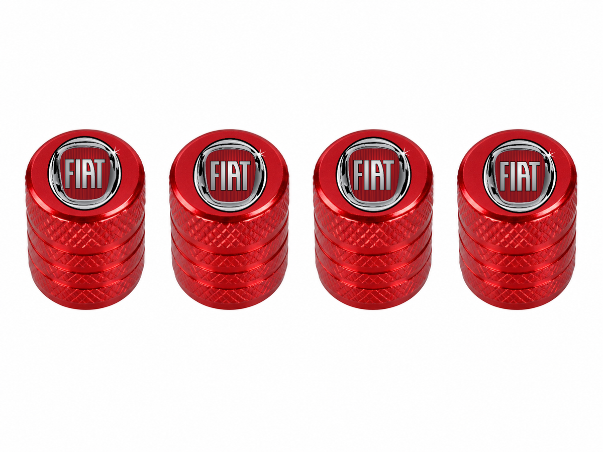 Set 4 Capacele Ventil Auto din Aluminiu cu Sigla Fiat - Rosu