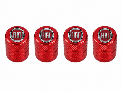 Set 4 Capacele Ventil Auto din Aluminiu cu Sigla Fiat - Rosu