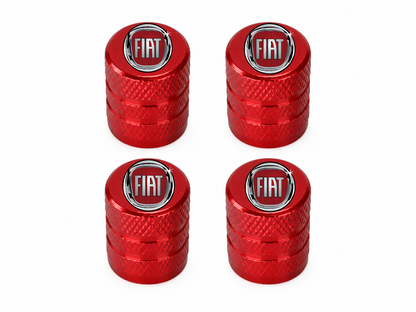 Set 4 Capacele Ventil Auto din Aluminiu cu Sigla Fiat - Rosu