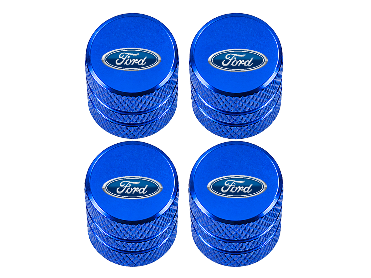 Set 4 Capacele Ventil Auto din Aluminiu cu Sigla Ford - Albastru