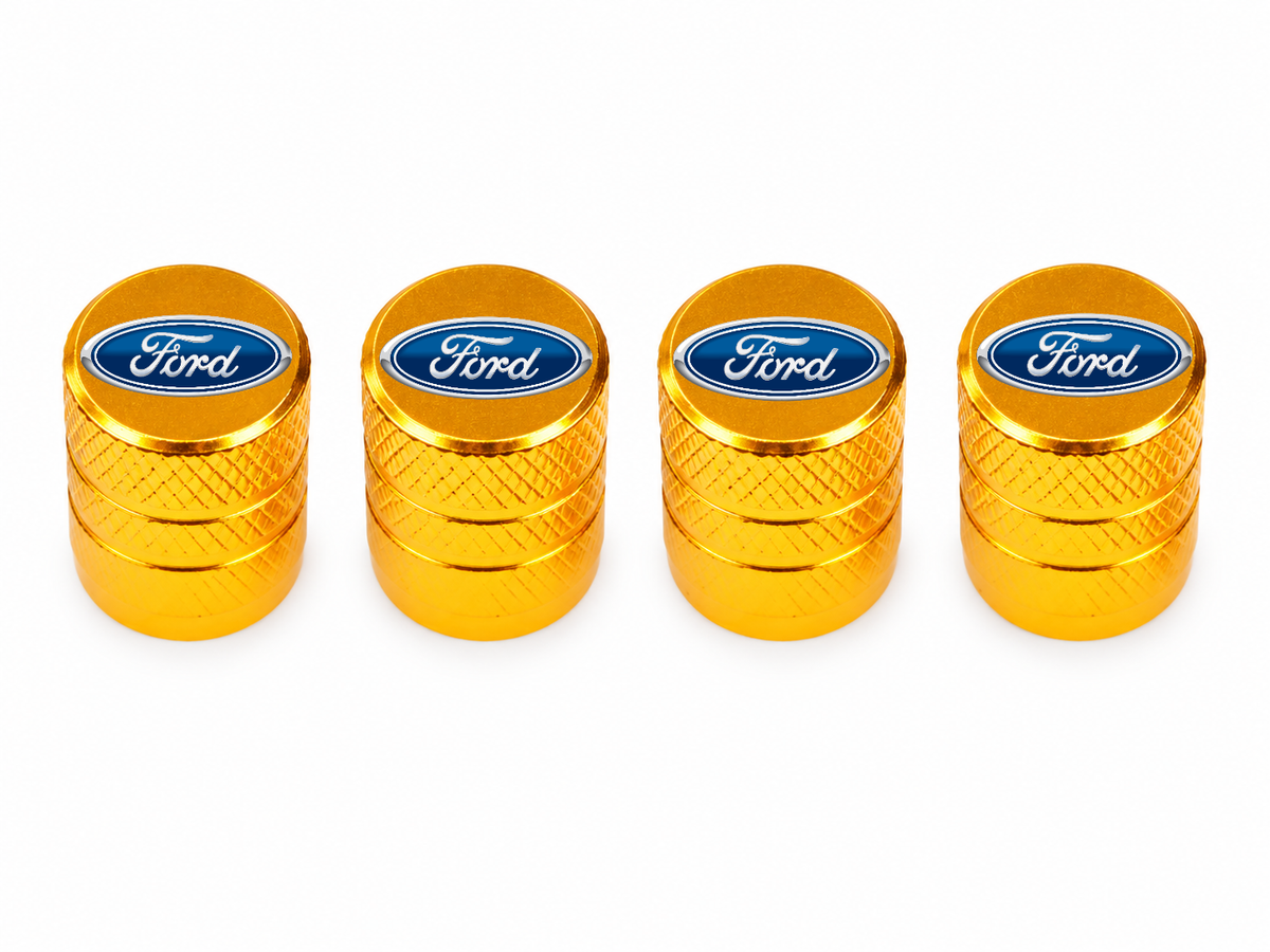 Set 4 Capacele Ventil Auto din Aluminiu cu Sigla Ford - Gold