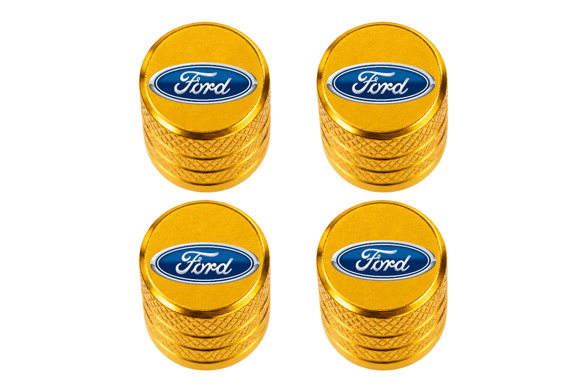 Set 4 Capacele Ventil Auto din Aluminiu cu Sigla Ford - Gold