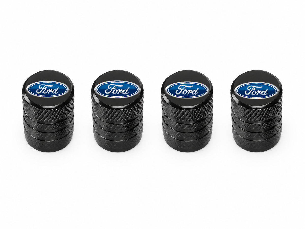 Set 4 Capacele Ventil Auto din Aluminiu cu Sigla Ford - Negru