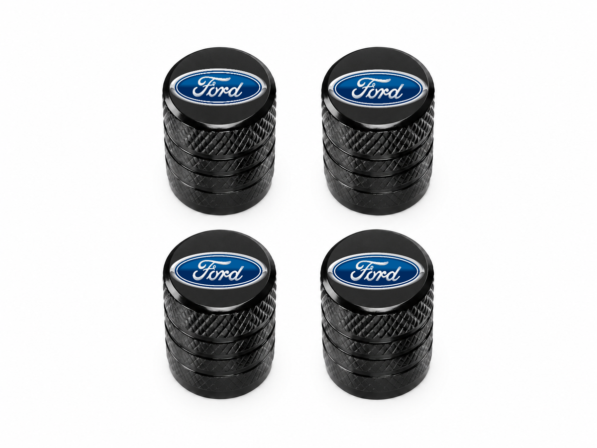 Set 4 Capacele Ventil Auto din Aluminiu cu Sigla Ford - Negru