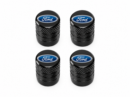 Set 4 Capacele Ventil Auto din Aluminiu cu Sigla Ford - Negru