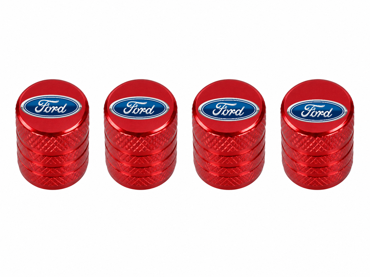 Set 4 Capacele Ventil Auto din Aluminiu cu Sigla Ford - Rosu