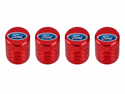 Set 4 Capacele Ventil Auto din Aluminiu cu Sigla Ford - Rosu