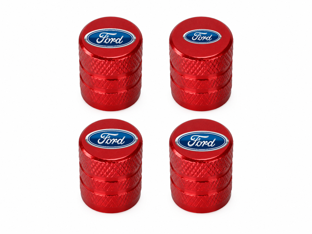Set 4 Capacele Ventil Auto din Aluminiu cu Sigla Ford - Rosu