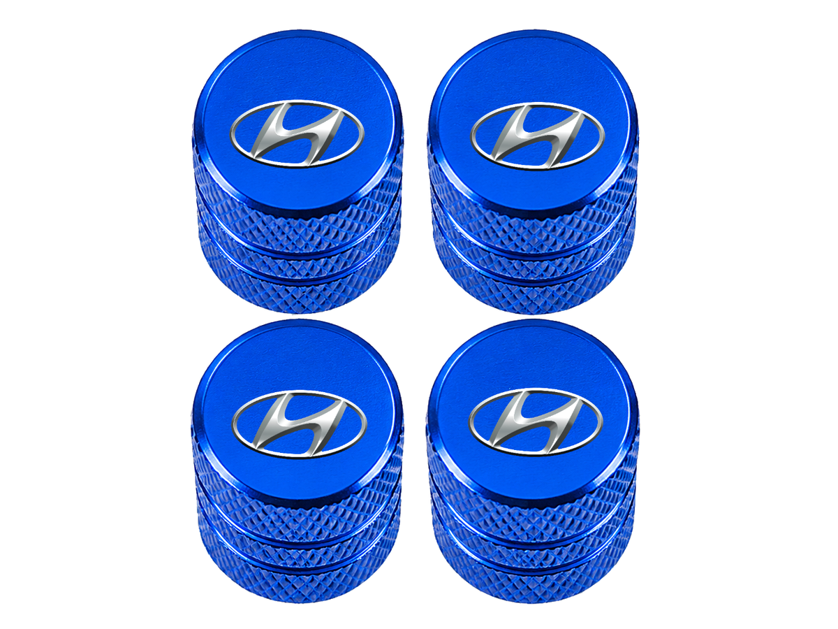 Set 4 Capacele Ventil Auto din Aluminiu cu Sigla Hyundai - Albastru