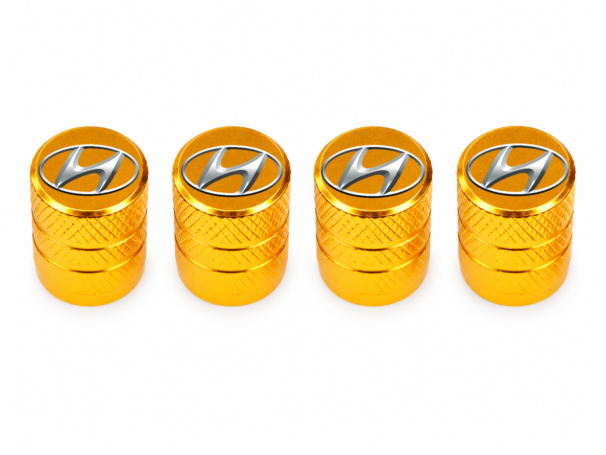 Set 4 Capacele Ventil Auto din Aluminiu cu Sigla Hyundai - Gold