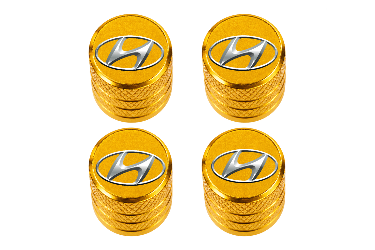 Set 4 Capacele Ventil Auto din Aluminiu cu Sigla Hyundai - Gold