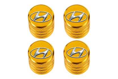 Set 4 Capacele Ventil Auto din Aluminiu cu Sigla Hyundai - Gold