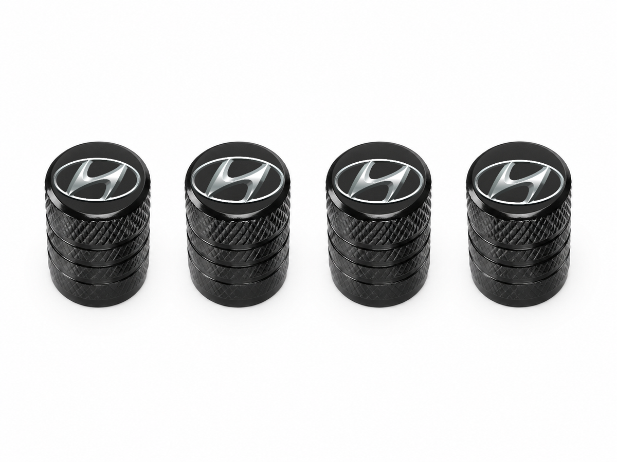 Set 4 Capacele Ventil Auto din Aluminiu cu Sigla Hyundai - Negru
