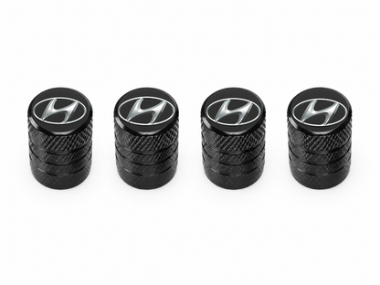Set 4 Capacele Ventil Auto din Aluminiu cu Sigla Hyundai - Negru
