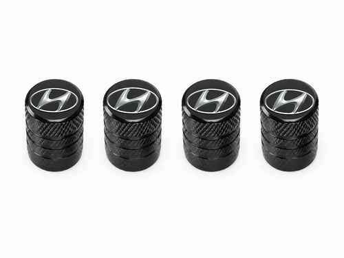 Set 4 Capacele Ventil Auto din Aluminiu cu Sigla Hyundai - Negru