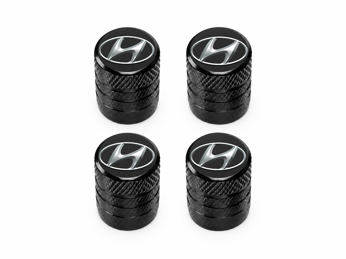 Set 4 Capacele Ventil Auto din Aluminiu cu Sigla Hyundai - Negru