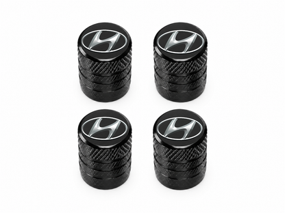 Set 4 Capacele Ventil Auto din Aluminiu cu Sigla Hyundai - Negru